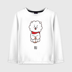 Детский лонгслив хлопок с принтом BTS BT21 RJ в Курске, 100% хлопок | круглый вырез горловины, полуприлегающий силуэт, длина до линии бедер | Тематика изображения на принте: bt21 | bts | j hope | jimin | jin | jungkook | k pop | puzzle star bt21 | rj | rm | suga | v | для детей | игра | музыка