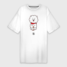 Платье-футболка хлопок с принтом BTS BT21 RJ в Курске,  |  | bt21 | bts | j hope | jimin | jin | jungkook | k pop | puzzle star bt21 | rj | rm | suga | v | для детей | игра | музыка