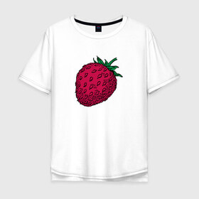 Мужская футболка хлопок Oversize с принтом Клубника в Курске, 100% хлопок | свободный крой, круглый ворот, “спинка” длиннее передней части | еда | клубника | рисунок | ягода