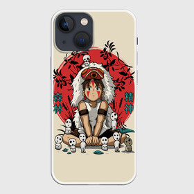 Чехол для iPhone 13 mini с принтом Princess Mononoke в Курске,  |  | eboshi | ghibli | hayao | hime | lady | miyazaki | mononoke | princess | studio | аситака | волчица | гибли | дух леса | мононоке | моро | сан