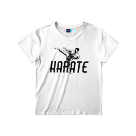 Детская футболка 3D с принтом KARATE в Курске, 100% гипоаллергенный полиэфир | прямой крой, круглый вырез горловины, длина до линии бедер, чуть спущенное плечо, ткань немного тянется | sport | единоборство | каратэ | кимоно | лого | спорт | удар | человек