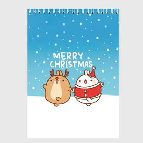 Скетчбук с принтом Molang Merry Christmas в Курске, 100% бумага
 | 48 листов, плотность листов — 100 г/м2, плотность картонной обложки — 250 г/м2. Листы скреплены сверху удобной пружинной спиралью | Тематика изображения на принте: chicken | christmas | deer | korea | molang | newyear | piupiu | rabbit | smow | snowflakes | winter | год | зима | корея | кролик | моланг | новый | олень | пиу | рождество | снег | снежинка