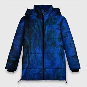 Женская зимняя куртка 3D с принтом BLUE GLOSS в Курске, верх — 100% полиэстер; подкладка — 100% полиэстер; утеплитель — 100% полиэстер | длина ниже бедра, силуэт Оверсайз. Есть воротник-стойка, отстегивающийся капюшон и ветрозащитная планка. 

Боковые карманы с листочкой на кнопках и внутренний карман на молнии | Тематика изображения на принте: abstraction | blue | cosmos | gloss | kosmos | neon | trend | абстракция | акрил | акриловые | блеск | кислотный | космос | краски | синий