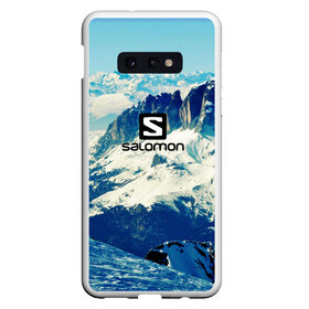 Чехол для Samsung S10E с принтом SALOMON в Курске, Силикон | Область печати: задняя сторона чехла, без боковых панелей | Тематика изображения на принте: salomon | горы | снег | спорт