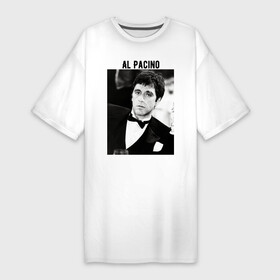 Платье-футболка хлопок с принтом Аль Пачино в Курске,  |  | al pacino | аль пачино | лицо со шрамом | тони монтана