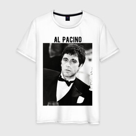 Мужская футболка хлопок с принтом Аль Пачино в Курске, 100% хлопок | прямой крой, круглый вырез горловины, длина до линии бедер, слегка спущенное плечо. | al pacino | аль пачино | лицо со шрамом | тони монтана