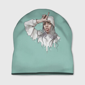 Шапка 3D с принтом Billie Eilish Mint Art в Курске, 100% полиэстер | универсальный размер, печать по всей поверхности изделия | bad | bad guy | billi | billie | billie eilish | eilish | good girl | music | swag | айлиш | беляш | били | били айлиш | билли | билли айлиш | билли эйлиш | биляш | музка | певица | эйлиш