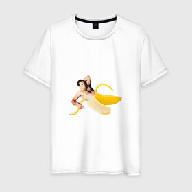 Мужская футболка хлопок с принтом Николас Кейдж в банане в Курске, 100% хлопок | прямой крой, круглый вырез горловины, длина до линии бедер, слегка спущенное плечо. | mem | memes | актер | банан | знаменитость | мем | николас кейдж | прикол | смешная картинка | юмор