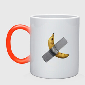 Кружка хамелеон с принтом  Банан за 120 тысяч долларов в Курске, керамика | меняет цвет при нагревании, емкость 330 мл | art basel | banan | mem | memas | meme | мем | мемас | мемчик