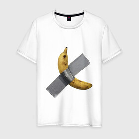 Мужская футболка хлопок с принтом  Банан за 120 тысяч долларов в Курске, 100% хлопок | прямой крой, круглый вырез горловины, длина до линии бедер, слегка спущенное плечо. | art basel | banan | mem | memas | meme | мем | мемас | мемчик