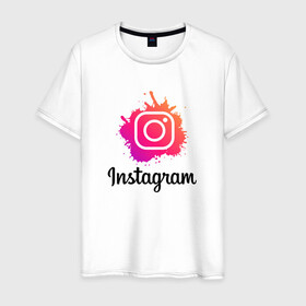 Мужская футболка хлопок с принтом INSTAGRAM в Курске, 100% хлопок | прямой крой, круглый вырез горловины, длина до линии бедер, слегка спущенное плечо. | insta | instagram | instagramm | social | видео | инста | инстаграм | инстаграмм | приложение | социальная сеть | фото