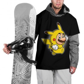 Накидка на куртку 3D с принтом Марио в костюме пикачу в Курске, 100% полиэстер |  | 2 в 1 | mario | pikachy | pokemon | аниме | водопроводчик | комбо | косплей | костюм | луиджи | марио | пикачу | покемоны