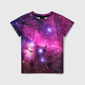 Детская футболка 3D с принтом КОСМОС в Курске, 100% гипоаллергенный полиэфир | прямой крой, круглый вырез горловины, длина до линии бедер, чуть спущенное плечо, ткань немного тянется | Тематика изображения на принте: galaxy | nasa | nebula | space | star | абстракция | вселенная | галактика | звезда | звезды | космический | наса | планеты