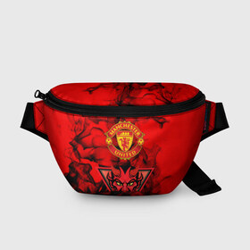 Поясная сумка 3D с принтом Manchester United в Курске, 100% полиэстер | плотная ткань, ремень с регулируемой длиной, внутри несколько карманов для мелочей, основное отделение и карман с обратной стороны сумки застегиваются на молнию | manchester united | red devils | красные дьяволы | манчестер | манчестер юнайтед | футбол