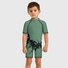 Детский купальный костюм 3D с принтом черные кони в Курске, Полиэстер 85%, Спандекс 15% | застежка на молнии на спине | животные | конный спорт | конь | лошадь | наездник | спорт