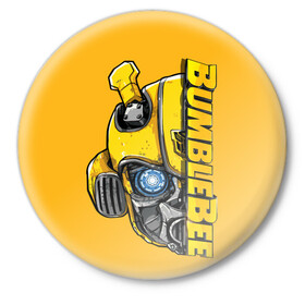 Значок с принтом Transformers Bumblebee в Курске,  металл | круглая форма, металлическая застежка в виде булавки | Тематика изображения на принте: bumblebee | transformers | автоботы | бамблби | мегатрон | оптимус прайм | роботы | трансформеры