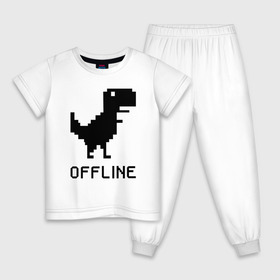 Детская пижама хлопок с принтом Offline в Курске, 100% хлопок |  брюки и футболка прямого кроя, без карманов, на брюках мягкая резинка на поясе и по низу штанин
 | Тематика изображения на принте: dinosaur | google | internet | offline | гугл | динозавр | интернет | офлайн | оффлайн