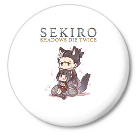 Значок с принтом Sekiro:Shadows Die Twice в Курске,  металл | круглая форма, металлическая застежка в виде булавки | action | game | japan | sekiro shadows die twice | wolf | воин | волк | игра | сенгоку | экшен | япония