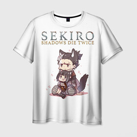 Мужская футболка 3D с принтом Sekiro:Shadows Die Twice в Курске, 100% полиэфир | прямой крой, круглый вырез горловины, длина до линии бедер | action | game | japan | sekiro shadows die twice | wolf | воин | волк | игра | сенгоку | экшен | япония