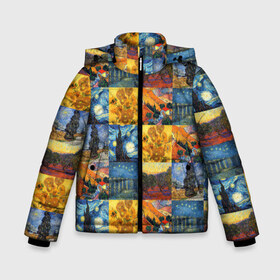 Зимняя куртка для мальчиков 3D с принтом Картины Ван Гога в Курске, ткань верха — 100% полиэстер; подклад — 100% полиэстер, утеплитель — 100% полиэстер | длина ниже бедра, удлиненная спинка, воротник стойка и отстегивающийся капюшон. Есть боковые карманы с листочкой на кнопках, утяжки по низу изделия и внутренний карман на молнии. 

Предусмотрены светоотражающий принт на спинке, радужный светоотражающий элемент на пуллере молнии и на резинке для утяжки | Тематика изображения на принте: i cant hear the haters | van gogh | ван гог | ван гоги | звездная ночь | ирисы | картины ван гог | картины ван гога | пшеничное поле с кипарисами | солнечный лучик | художник