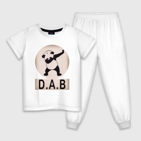 Детская пижама хлопок с принтом DAB Panda в Курске, 100% хлопок |  брюки и футболка прямого кроя, без карманов, на брюках мягкая резинка на поясе и по низу штанин
 | best | dab | dabbig | dance | freedom | hip hop | music | panda | rap | даб | даббинг | животные | крутой | лучший | медведь | музыка | панда | рэп | рэпер | свобода | танец | хип хоп