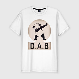 Мужская футболка хлопок Slim с принтом DAB Panda в Курске, 92% хлопок, 8% лайкра | приталенный силуэт, круглый вырез ворота, длина до линии бедра, короткий рукав | Тематика изображения на принте: best | dab | dabbig | dance | freedom | hip hop | music | panda | rap | даб | даббинг | животные | крутой | лучший | медведь | музыка | панда | рэп | рэпер | свобода | танец | хип хоп