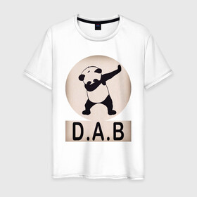 Мужская футболка хлопок с принтом DAB Panda в Курске, 100% хлопок | прямой крой, круглый вырез горловины, длина до линии бедер, слегка спущенное плечо. | best | dab | dabbig | dance | freedom | hip hop | music | panda | rap | даб | даббинг | животные | крутой | лучший | медведь | музыка | панда | рэп | рэпер | свобода | танец | хип хоп