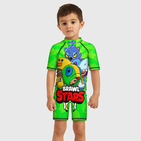 Детский купальный костюм 3D с принтом BRAWL STARS LEON в Курске, Полиэстер 85%, Спандекс 15% | застежка на молнии на спине | brawl stars | brawl stars leon | brawler | leon | sally | shark | werewolf | акула | бравл старз | бравлер | леон | оборотень | салли