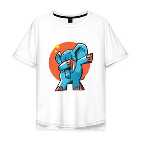 Мужская футболка хлопок Oversize с принтом Dab Elephant в Курске, 100% хлопок | свободный крой, круглый ворот, “спинка” длиннее передней части | best | dab | dabbig | dance | elephant | hip hop | music | rap | африка | даб | даббинг | животные | крутой | музыка | рэп | слон | слоник | танец | хип хоп