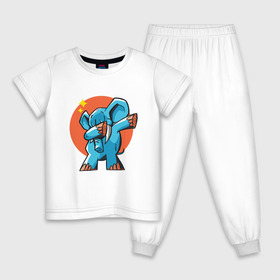 Детская пижама хлопок с принтом Dab Elephant в Курске, 100% хлопок |  брюки и футболка прямого кроя, без карманов, на брюках мягкая резинка на поясе и по низу штанин
 | Тематика изображения на принте: best | dab | dabbig | dance | elephant | hip hop | music | rap | африка | даб | даббинг | животные | крутой | музыка | рэп | слон | слоник | танец | хип хоп