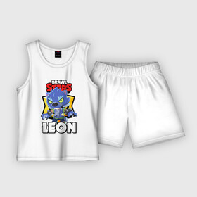Детская пижама с шортами хлопок с принтом BRAWL STARS ОБОРОТЕНЬ LEON. в Курске,  |  | brawl stars | leon | moba | бравл старс | жанр | игра | леон | оборотень | оборотень leon