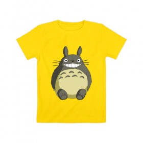 Детская футболка хлопок с принтом Тоторо в Курске, 100% хлопок | круглый вырез горловины, полуприлегающий силуэт, длина до линии бедер | anime | totoro | аниме | анимэ | монстр | монстрик | персонаж | существо | тоторо | хранитель