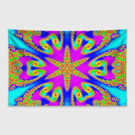Флаг-баннер с принтом Неоновый фрактал в Курске, 100% полиэстер | размер 67 х 109 см, плотность ткани — 95 г/м2; по краям флага есть четыре люверса для крепления | abstract | abstraction | texture | абстракция | геометрия | иллюзия | обман зрения | оптический узор | текстура