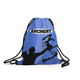 Рюкзак-мешок 3D с принтом Archery в Курске, 100% полиэстер | плотность ткани — 200 г/м2, размер — 35 х 45 см; лямки — толстые шнурки, застежка на шнуровке, без карманов и подкладки | Тематика изображения на принте: archer | archery | bow | bow hunter | bowhunter | лук | лучник | стрельба из лука