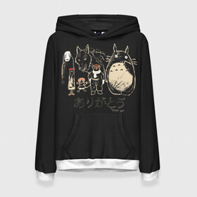 Женская толстовка 3D с принтом My Neighbor Totoro группа на черном в Курске, 100% полиэстер  | двухслойный капюшон со шнурком для регулировки, мягкие манжеты на рукавах и по низу толстовки, спереди карман-кенгуру с мягким внутренним слоем. | anime | hayao miyazaki | japanese | meme | miyazaki | piano | studio ghibli | tokyo | totoro | гибли | котобус | мой | сосед | сусуватари | тонари | тоторо | хаяо миядзаки