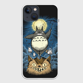 Чехол для iPhone 13 с принтом My Neighbor Totoro кот и заяц в Курске,  |  | anime | hayao miyazaki | japanese | meme | miyazaki | piano | studio ghibli | tokyo | totoro | гибли | котобус | мой | сосед | сусуватари | тонари | тоторо | хаяо миядзаки