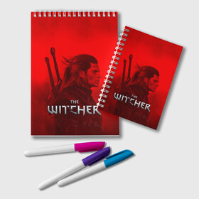 Блокнот с принтом THE WITCHER в Курске, 100% бумага | 48 листов, плотность листов — 60 г/м2, плотность картонной обложки — 250 г/м2. Листы скреплены удобной пружинной спиралью. Цвет линий — светло-серый
 | Тематика изображения на принте: geralt | netflix | the witcher | witcher | ведьмак | геральт | йенифер | нетфликс | сериал ведьмак | трисс | цири