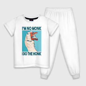Детская пижама хлопок с принтом Гусь Хонк в Курске, 100% хлопок |  брюки и футболка прямого кроя, без карманов, на брюках мягкая резинка на поясе и по низу штанин
 | Тематика изображения на принте: goose | honk | гуси | гусь | хонк