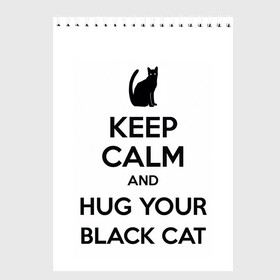 Скетчбук с принтом Обними своего черного кота в Курске, 100% бумага
 | 48 листов, плотность листов — 100 г/м2, плотность картонной обложки — 250 г/м2. Листы скреплены сверху удобной пружинной спиралью | black cat | cat | keep calm | кип калм | парные | подарок | черный кот