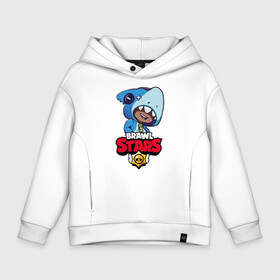 Детское худи Oversize хлопок с принтом Brawl Stars LEON SHARK в Курске, френч-терри — 70% хлопок, 30% полиэстер. Мягкий теплый начес внутри —100% хлопок | боковые карманы, эластичные манжеты и нижняя кромка, капюшон на магнитной кнопке | Тематика изображения на принте: 8 bit | 8 бит | brawl | brawl stars | crow | leon | shark | stars | акула | бравл | бравл старс | браво старс | игра | компьютерная | кров | леон | леон акула | онлайн | старс | шарк