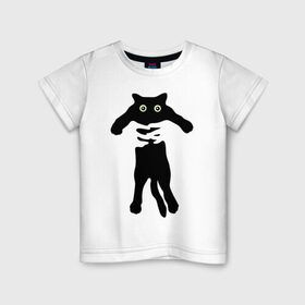 Детская футболка хлопок с принтом Черный кот в руках в Курске, 100% хлопок | круглый вырез горловины, полуприлегающий силуэт, длина до линии бедер | cat | в руках | глаза | животное | кот | котенок | кошка | милый | черный