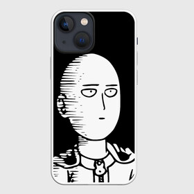 Чехол для iPhone 13 mini с принтом Сайтама на черном фоне в Курске,  |  | one punch man | onepunchman | oppai | saitama | ван панч мен | ванпанчмен | макото миядзаки | сайтама | человек один удар