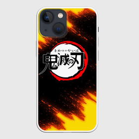 Чехол для iPhone 13 mini с принтом Kimetsu no Yaiba черножелтый в Курске,  |  | demon slayer | demon slayer: kimetsu no yaiba | kimetsu | kimetsu no yaiba | nezuko | slayer | tanjiro | клинок рассекающий демонов | незуко | танджиро | шинобу кочо