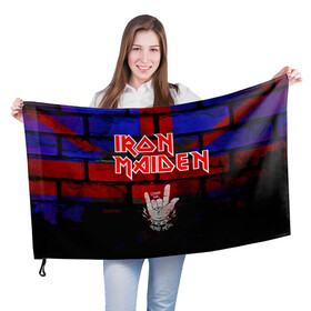 Флаг 3D с принтом Iron Maiden в Курске, 100% полиэстер | плотность ткани — 95 г/м2, размер — 67 х 109 см. Принт наносится с одной стороны | iron maiden | англия | британия | металл | музыка | рок
