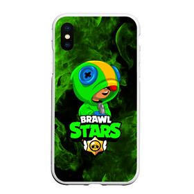 Чехол для iPhone XS Max матовый с принтом BRAWL STARS LEON в Курске, Силикон | Область печати: задняя сторона чехла, без боковых панелей | brawl stars | crow | leon | leon shark | sally leon | shark | stars | акула | берли | ворон | леон | леон акула | спайк | эль примо