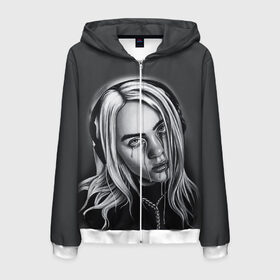 Мужская толстовка 3D на молнии с принтом BILLIE EILISH в Курске, 100% полиэстер | длина до линии бедра, манжеты и пояс оформлены мягкой тканевой резинкой, двухслойный капюшон со шнурком для регулировки, спереди молния, по бокам два кармана | ayelish | bad guy | bellyache | bilie eilish | bilie elish | billie | billie eilish | eilish | electronic | elish | music | били айлиш | билли айлиш | эйлиш | элиш