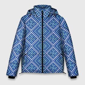 Мужская зимняя куртка 3D с принтом Славянский орнамент в Курске, верх — 100% полиэстер; подкладка — 100% полиэстер; утеплитель — 100% полиэстер | длина ниже бедра, свободный силуэт Оверсайз. Есть воротник-стойка, отстегивающийся капюшон и ветрозащитная планка. 

Боковые карманы с листочкой на кнопках и внутренний карман на молнии. | вышиванки | вышивка | народ | орнамент | православие | род | русские | русь | славяне | узор | украина
