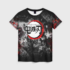 Женская футболка 3D с принтом Japanese hierogliphes Demon Slayer  в Курске, 100% полиэфир ( синтетическое хлопкоподобное полотно) | прямой крой, круглый вырез горловины, длина до линии бедер | demon slayer | demon slayer: kimetsu no yaiba | kimetsu | kimetsu no yaiba | nezuko | slayer | tanjiro | клинок рассекающий демонов | незуко | танджиро | шинобу кочо