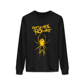 Женский свитшот хлопок с принтом My Chemical Romance spider в Курске, 100% хлопок | прямой крой, круглый вырез, на манжетах и по низу широкая трикотажная резинка  | music | my chemical romance | rock | боб брайар | джеймс дьюис | джерард уэи | майки уэи | музыка | рок | рэй торо | фрэнк айеро