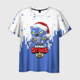 Мужская футболка 3D с принтом BRAWL STARS ОБОРОТЕНЬ LEON. в Курске, 100% полиэфир | прямой крой, круглый вырез горловины, длина до линии бедер | brawl stars | leon | moba | бравл старс | жанр | игра | леон | оборотень | оборотень leon